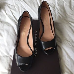 Black Peep Toe high heel shoes by Enzo Angiolini