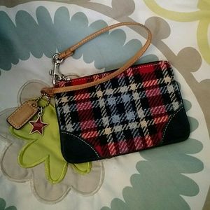 Coach plaid wristlet