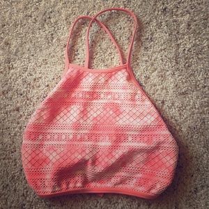 High neck tie dye swimsuit top.