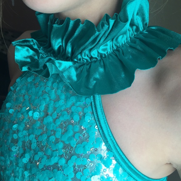 Dance Pageant size Girls 10 💜👑 Teal Sequence - Picture 4 of 4