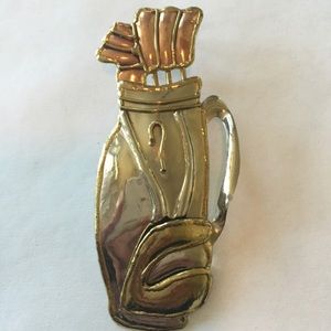 Copper, Gold & Silver Golf Bag pin or pendant
