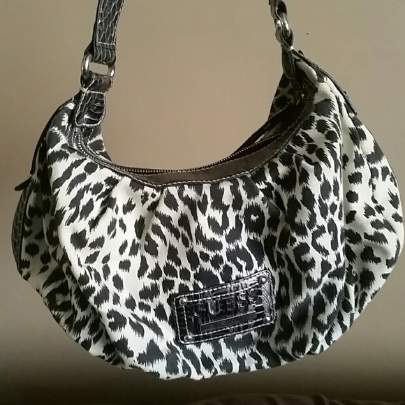 Black & White Guess Leopard Print hobo bag