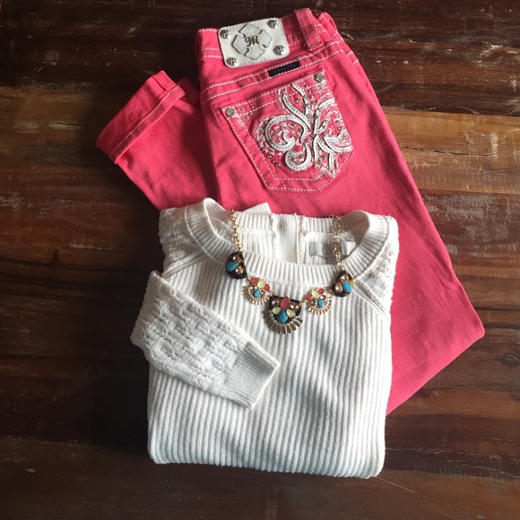 Miss Me coral skinny jeans