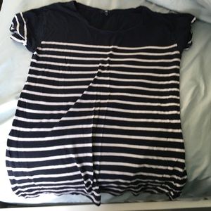 Dark Blue w/ White stripes short sleeve tee