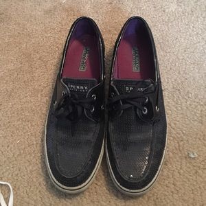 Sparkly sequence black sperrys