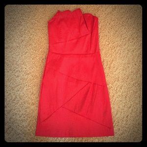 Red strapless cocktail dress