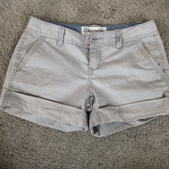 Grey midi twill shorts
