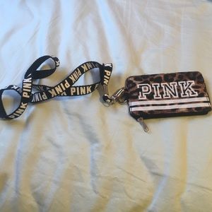Pink animal print lanyard