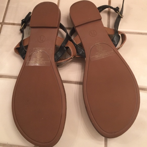 Brown and black gold hardware sandals - Picture 2 of 2