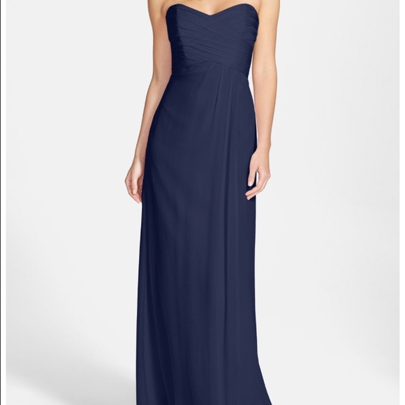 Amsale chiffon floor length plum dress style G629C