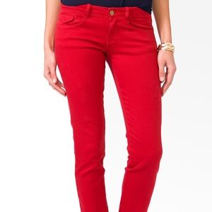 Red Forever 21 skinny jeans
