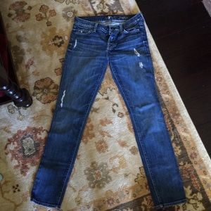 7FAM distressed skinny jeans