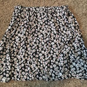 Black and white floral skater skirt