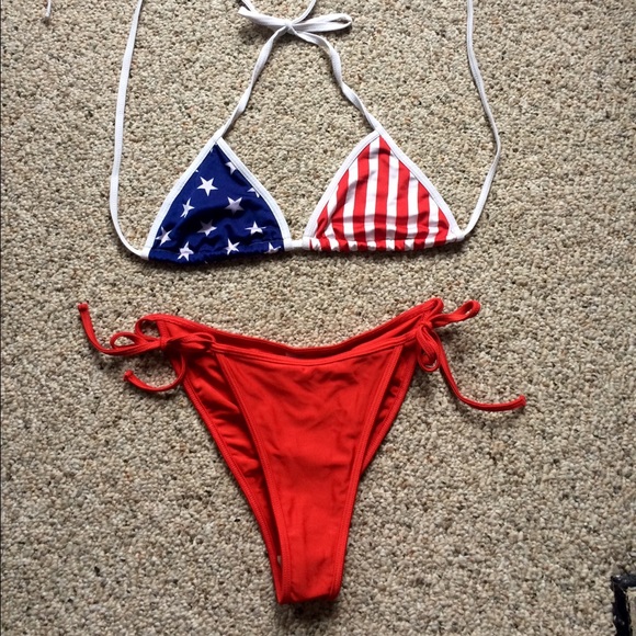 American Apparel American Flag Bikini Set