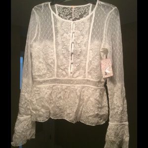 White Free People Peplum Blouse