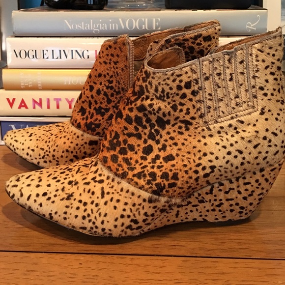 Matisse: Leopard Print Calf Hair Wedge Booties