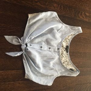 Denim and lace crop top