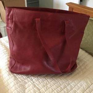Express leather red tote