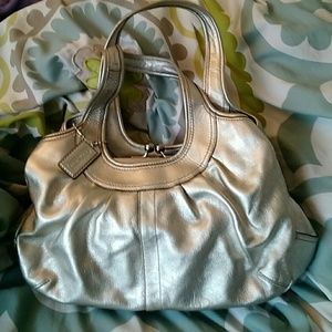Coach Ergo Hobo Kisslock SILVER Leather bag