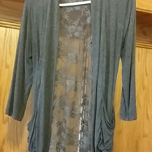 Grey cover up. Lacy detailed on back