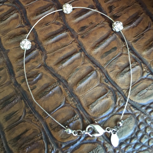 Monet Rhinestone Balls on Silver Wire Bracelet - Picture 2 of 4