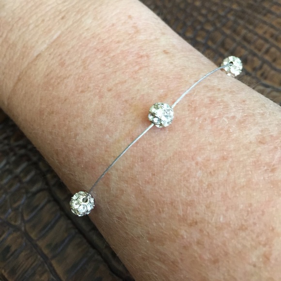 Monet Rhinestone Balls on Silver Wire Bracelet - Picture 3 of 4