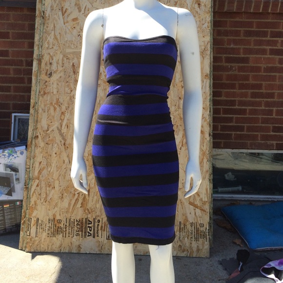 Indigo and black stripe dress