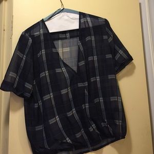 Sheer plaid crop top