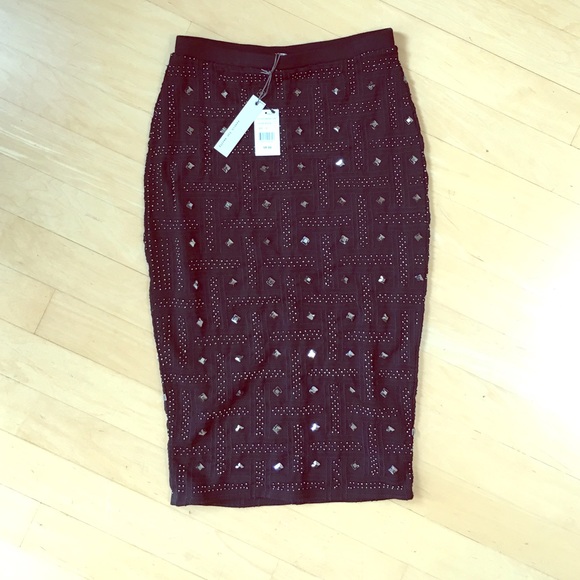 Black beaded pencil skirt