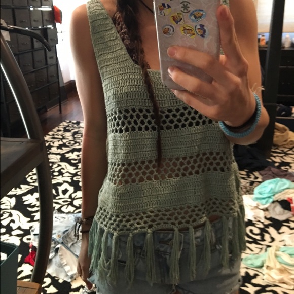 Mint crochet tank
