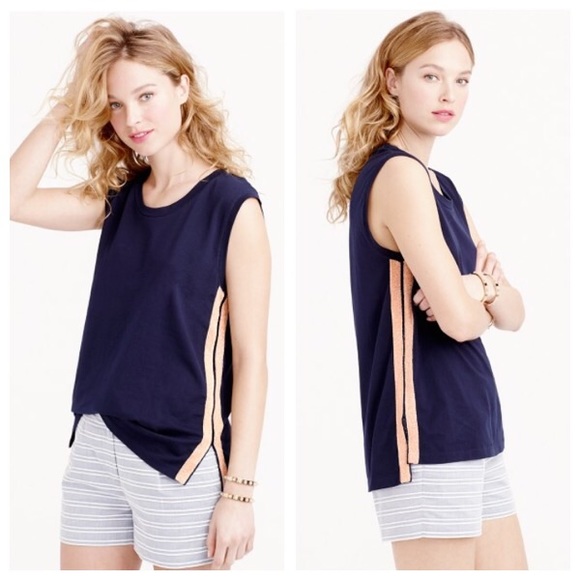 J. Crew Tops - J.Crew metallic side stripe tank in blush