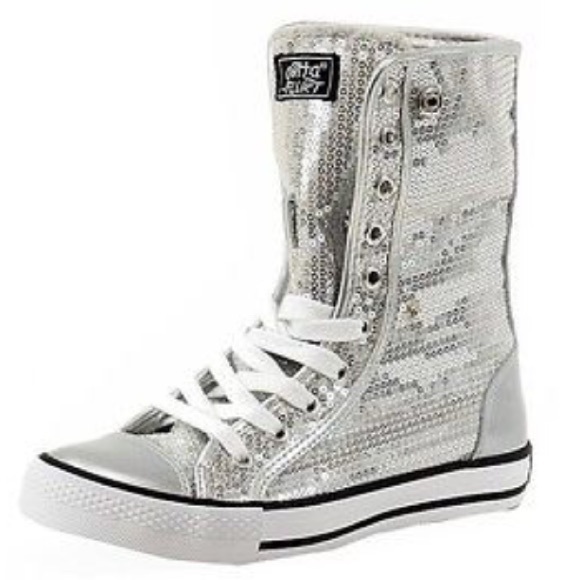 Silver Sequins High top Converse