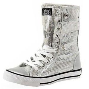 Silver Sequins High top Converse