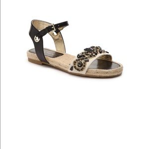 Ivanka Tump Beaded Black and Gold Sandal size 8