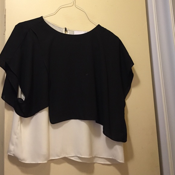 Assymetrical black and white top