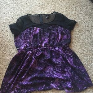 Torrid purple, black lace top, size 2X
