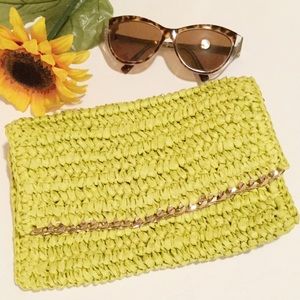 H&M Yellow Straw Clutch