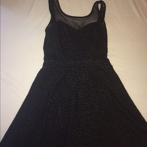 Black Skater Dress with sheer see through cut outs