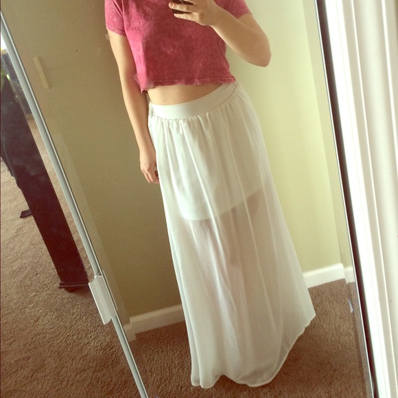 White Sheer Maxi Skirt