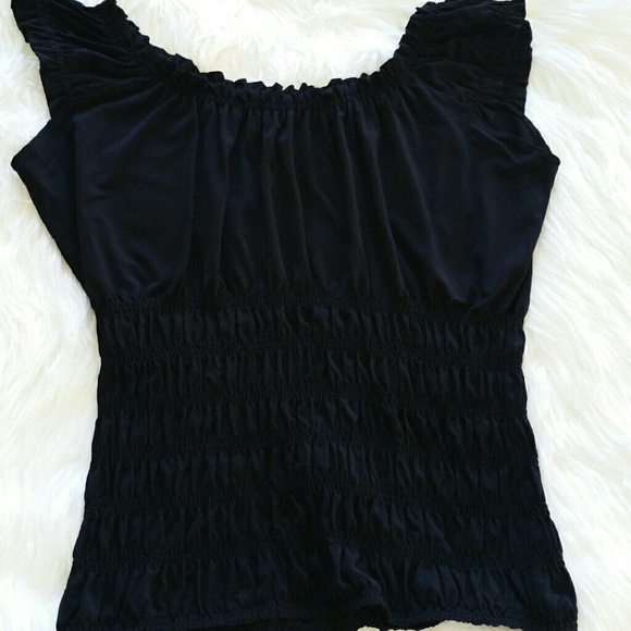 INC International Concepts Tops - SALE INC. Black Top with Gathered Waist