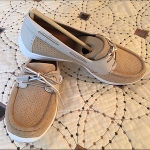 Clarks genuine leather slip on shoes