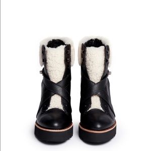 COACH shearling + leather booties