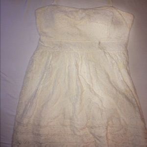 Strapless white cotton and lace sundress