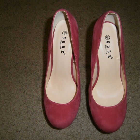Coral red suede platform pumps uk7/9 usa - Picture 2 of 4