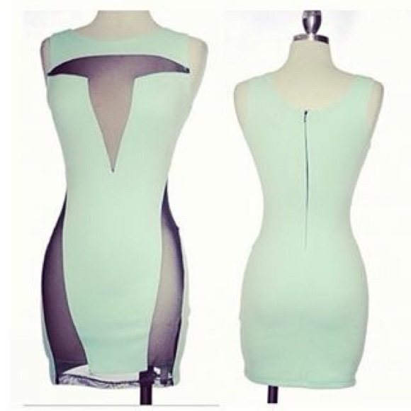 Mint green with mesh dress