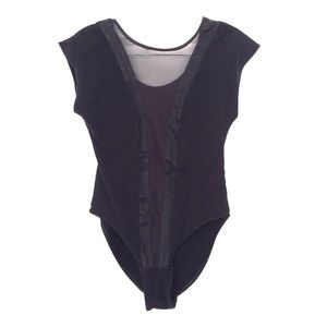 American Apparel Black Mesh V Bodysuit