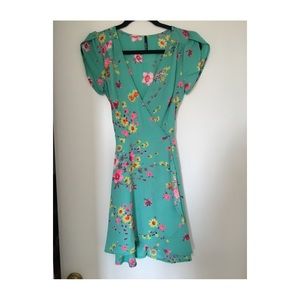 Party Mint Floral Print Dress
