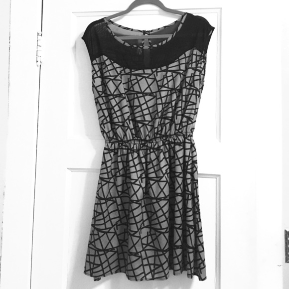 Patterned Boutique Dress with a Mesh Top