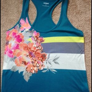 EXPRESS Floral Sequin Tank