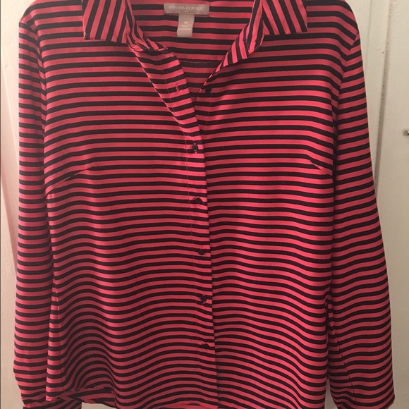 Striped silky button down top